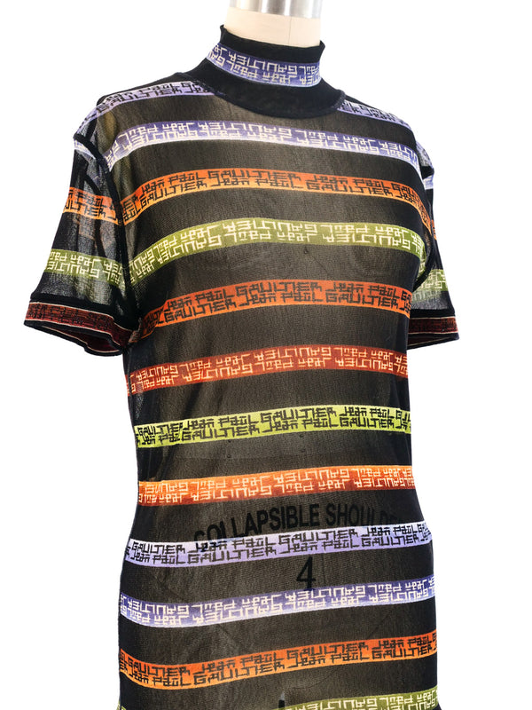 Jean Paul Gaultier Printed Mesh Top Top arcadeshops.com