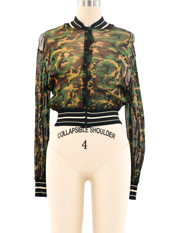 Jean Paul Gaultier Camo Cropped Mesh Jacket Jacket arcadeshops.com