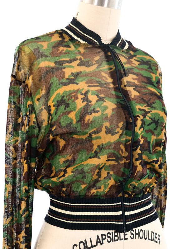 Jean Paul Gaultier Camo Cropped Mesh Jacket Jacket arcadeshops.com