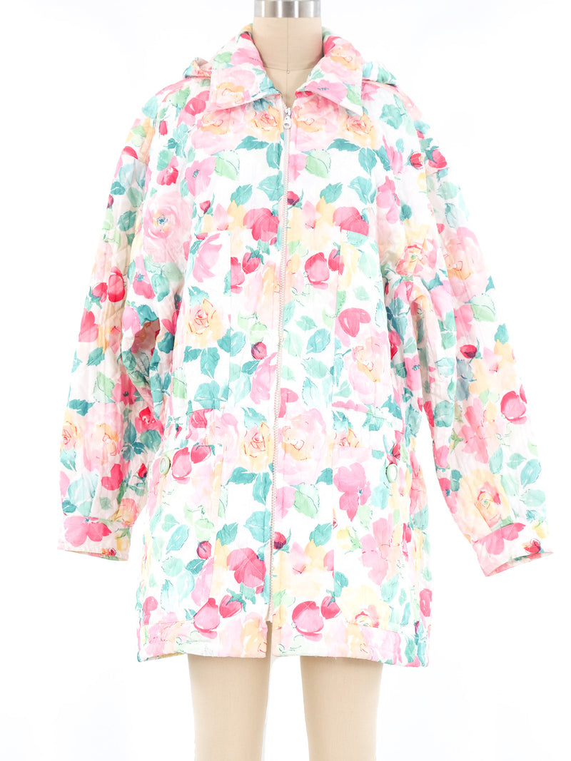 Chanel Floral Printed Quilted Parka Outerwear arcadeshops.com
