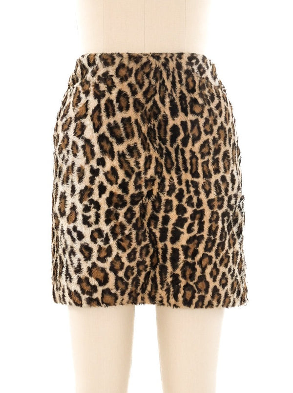 Dolce and Gabbana Leopard Printed Faux Fur Skirt Bottom arcadeshops.com