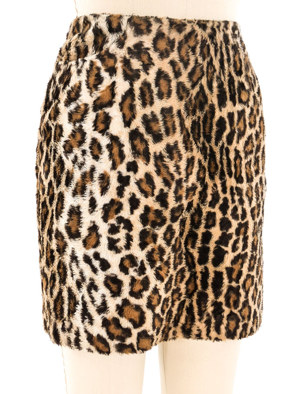 Dolce and Gabbana Leopard Printed Faux Fur Skirt Bottom arcadeshops.com