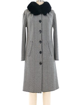 Christian Dior Herringbone Coat with Fur Collar Outerwear arcadeshops.com