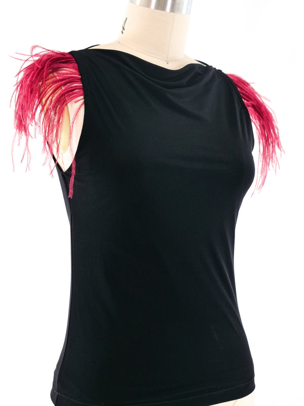 Katayone Adeli Feather Trimmed Tank Top arcadeshops.com