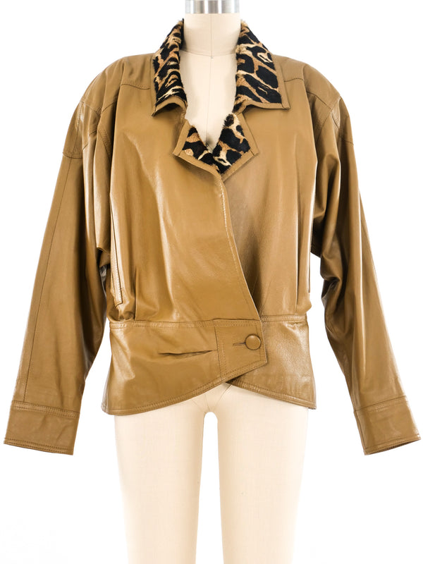 Lillie Rubin Fur Trimmed Leather Jacket Jacket arcadeshops.com