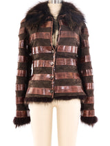 Ferragamo Reversible Embossed Leather Banded Fur Jacket Jacket arcadeshops.com