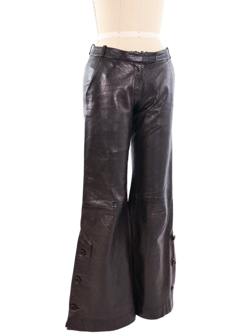 2000 Alexander McQueen Flared Leather Trousers Bottom arcadeshops.com