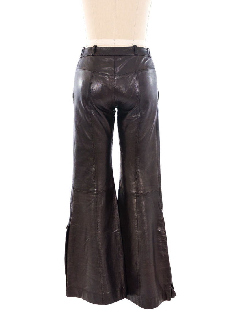 2000 Alexander McQueen Flared Leather Trousers Bottom arcadeshops.com