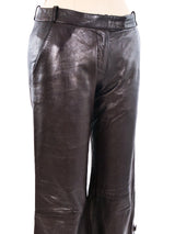 2000 Alexander McQueen Flared Leather Trousers Bottom arcadeshops.com