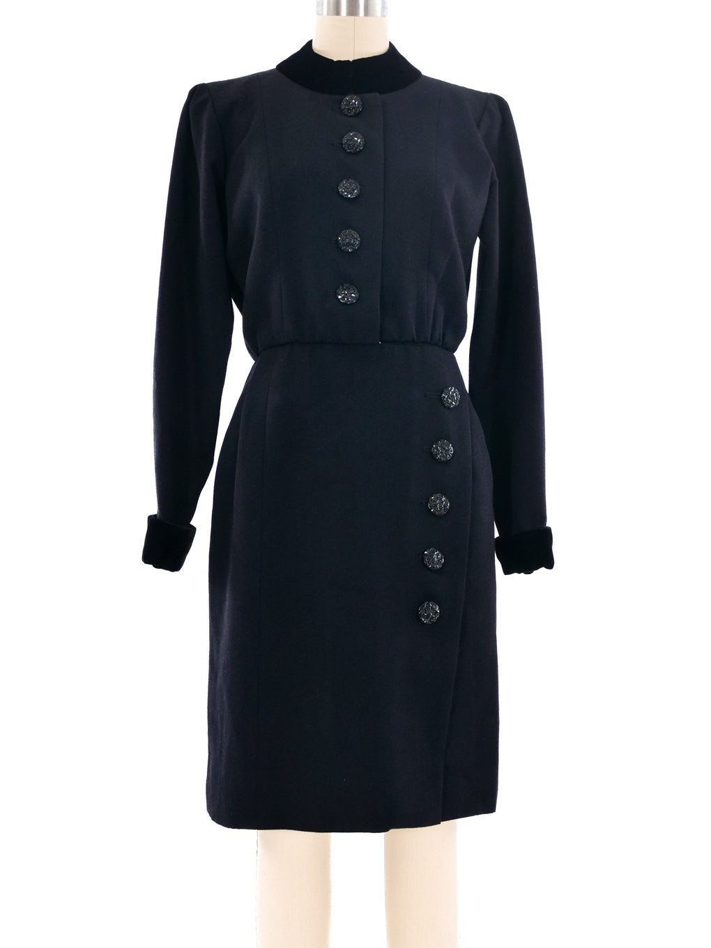 Yves Saint Laurent Velvet Trimmed Coat Dress