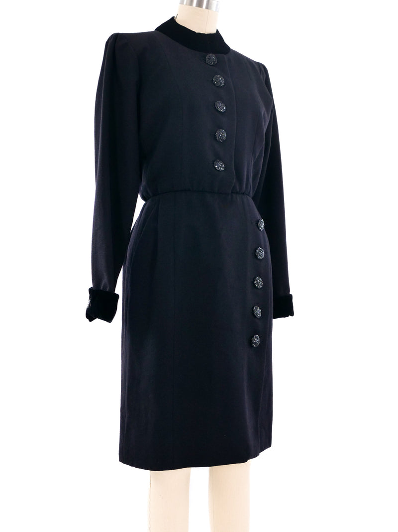 Yves Saint Laurent Velvet Trimmed Coat Dress Dress arcadeshops.com