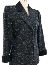 Yves Saint Laurent Leather Trimmed Knit Blazer Jacket arcadeshops.com