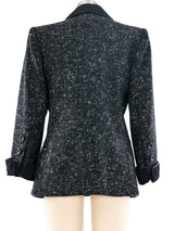 Yves Saint Laurent Leather Trimmed Knit Blazer Jacket arcadeshops.com