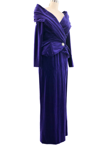 Christian Dior Purple Velvet Skirt Suit