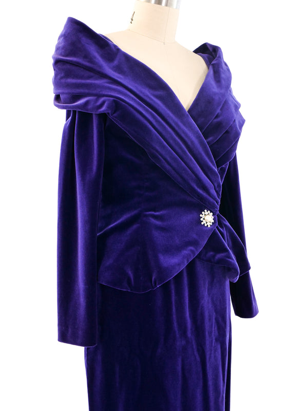 Christian Dior Purple Velvet Skirt Suit Suit arcadeshops.com