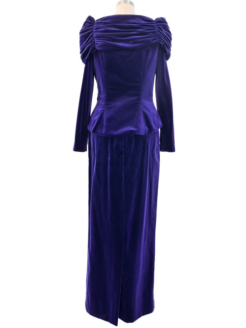 Christian Dior Purple Velvet Skirt Suit Suit arcadeshops.com