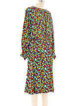 Yves Saint Laurent Multicolor Printed Wool Dress Dress arcadeshops.com