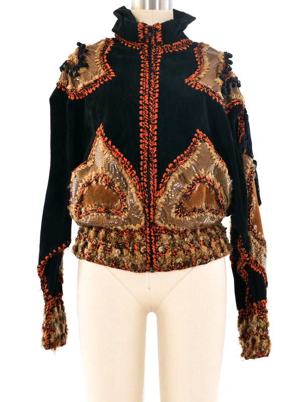 Patchwork Suede Bomber Jacket Jacket arcadeshops.com