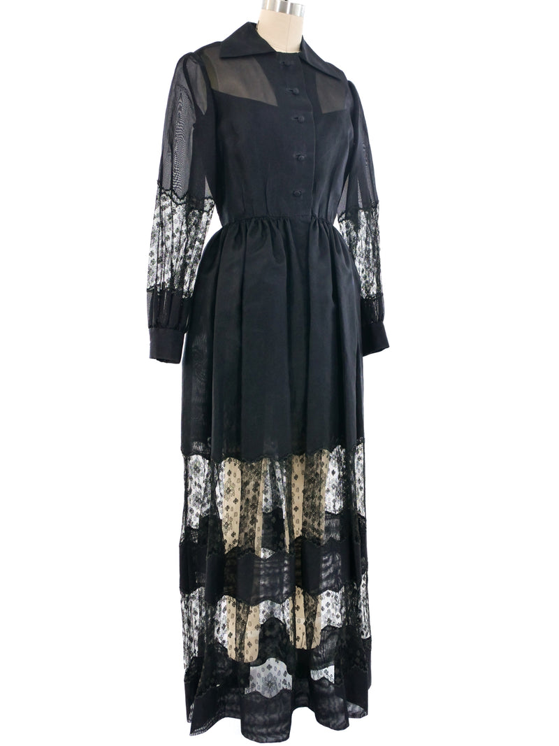 Bill Blass Lace Trimmed Organza Dress Dress arcadeshops.com