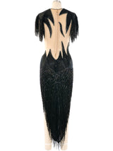 Fringed Bugle Bead Illusion Dress Dress arcadeshops.com