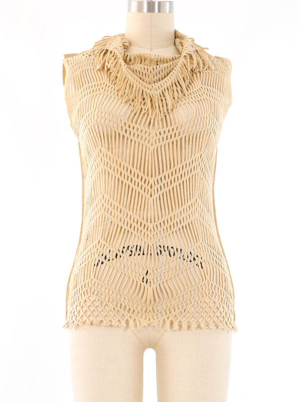 Issey Miyake Open Knit Fringe Top Top arcadeshops.com