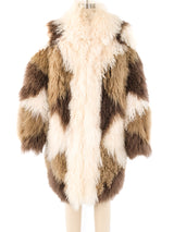 Harlequin Patchwork Mongolian Fur Coat Outerwear arcadeshops.com