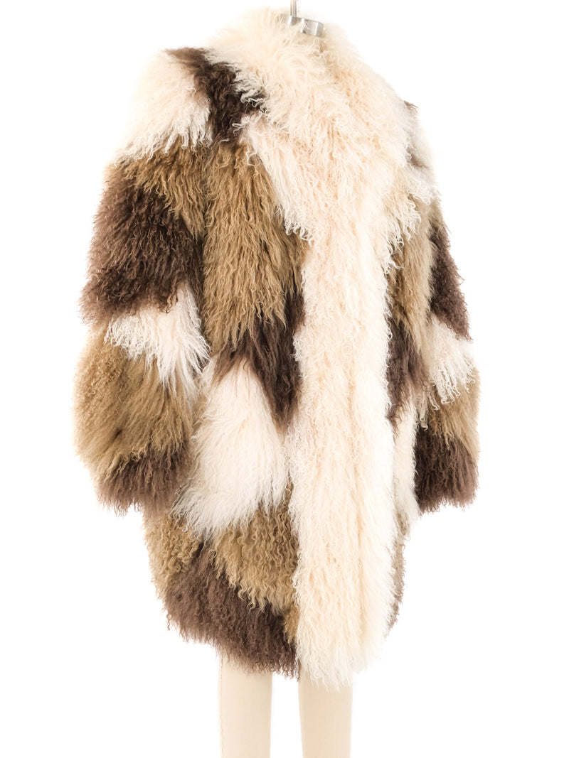 Harlequin Patchwork Mongolian Fur Coat Outerwear arcadeshops.com