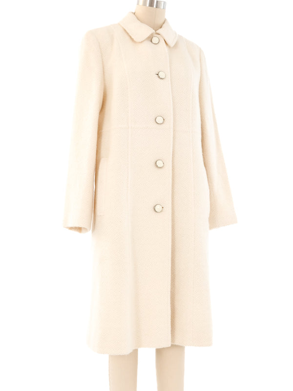 Courreges Ivory Tweed Coat Outerwear arcadeshops.com