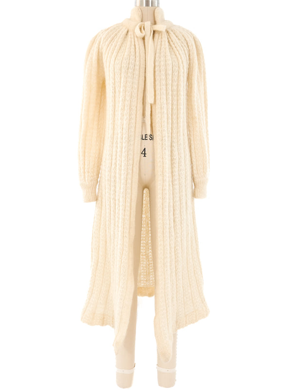 Ivory Knit Tie Collar Cardigan Outerwear arcadeshops.com