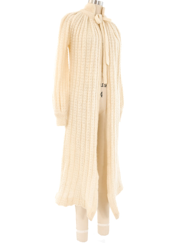 Ivory Knit Tie Collar Cardigan Outerwear arcadeshops.com