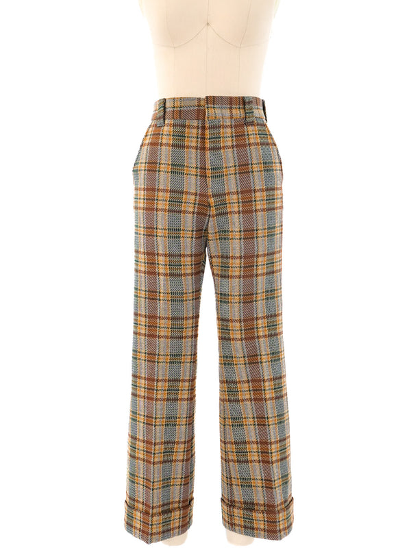 1970's Plaid Flared Trousers Bottom arcadeshops.com