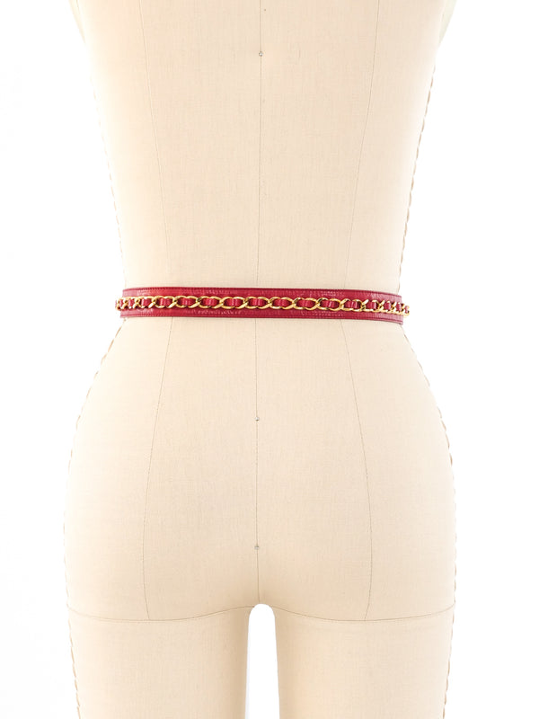 Chanel Red Leather Chain Belt Accessory arcadeshops.com