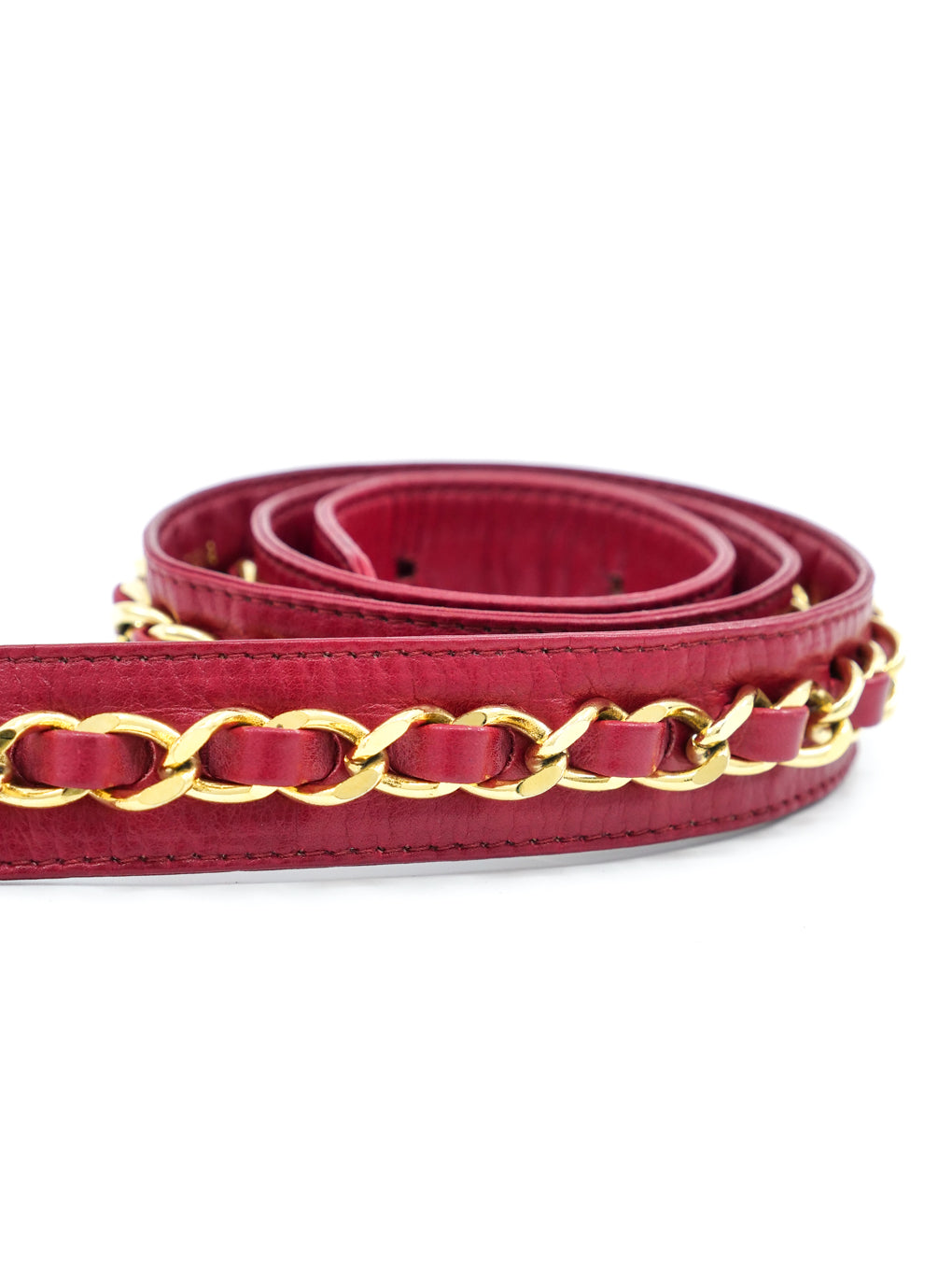 Chanel Red Leather Chain Belt