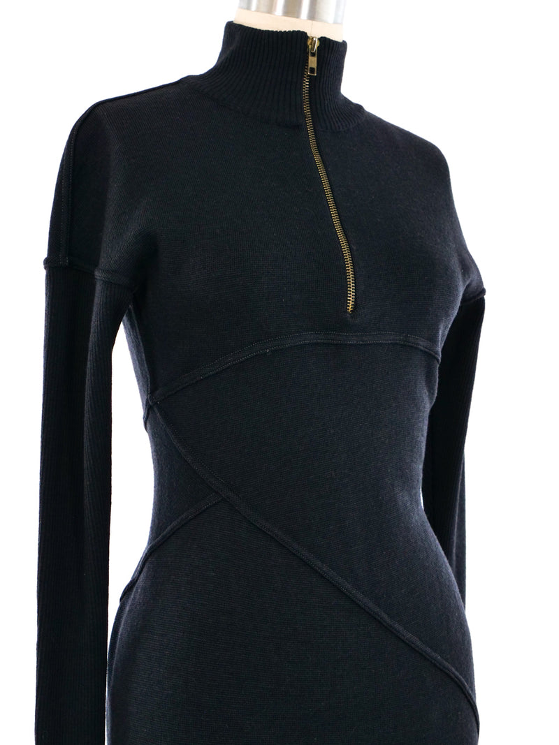 Alaia Rib Knit Quarter Zip Dress Dress arcadeshops.com