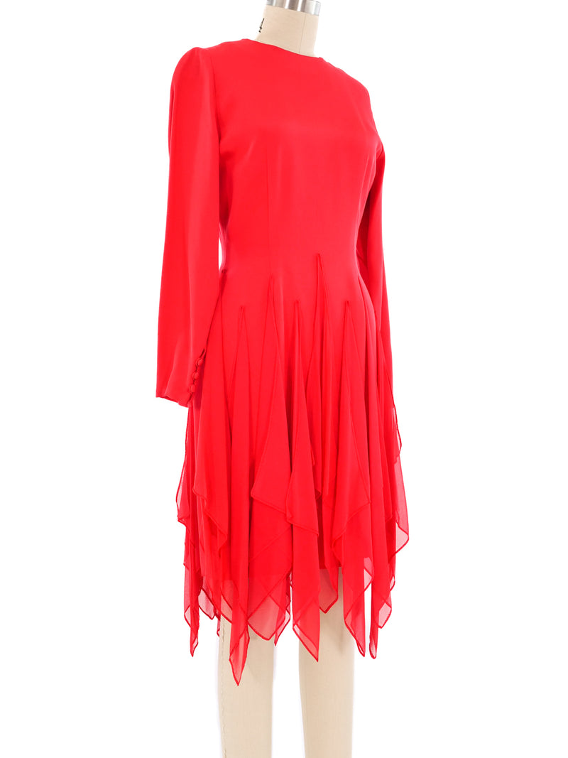 Bill Blass Red Ruffle Trimmed Dress Dress arcadeshops.com