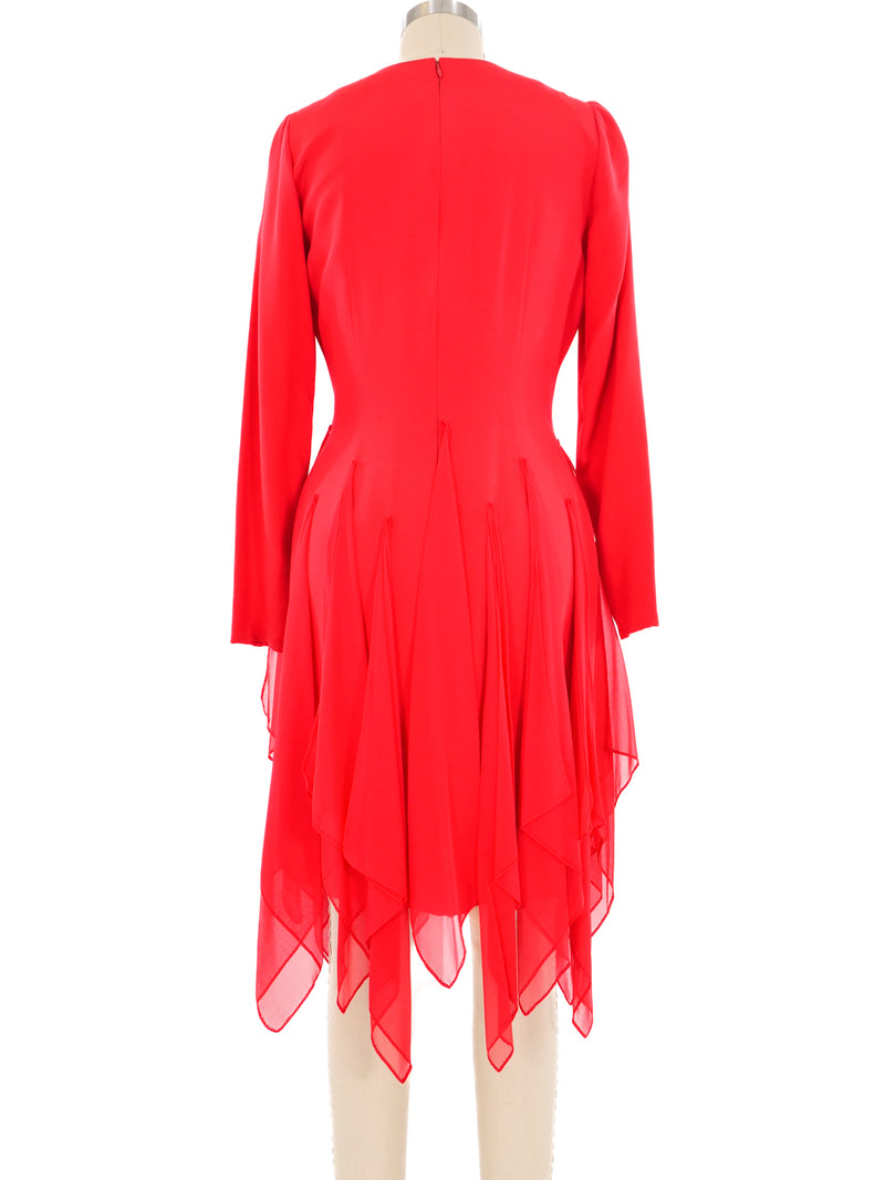 Bill Blass Red Ruffle Trimmed Dress Dress arcadeshops.com