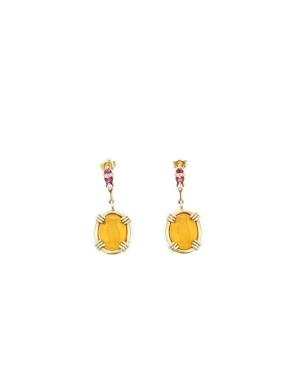 14K Citrine with Etched Owl Earrings FINE JEWELRY arcadeshops.com
