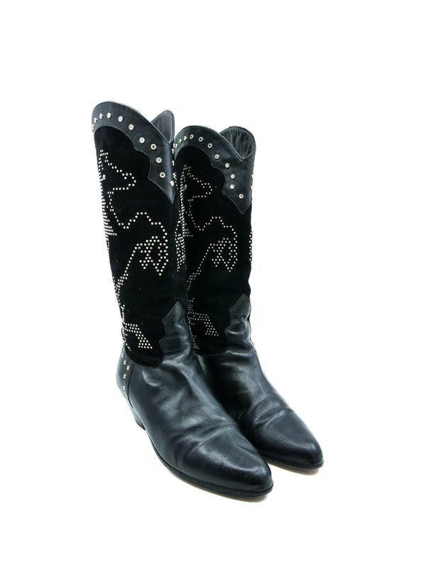Studded Leather Western Boots, 8 Accessory arcadeshops.com