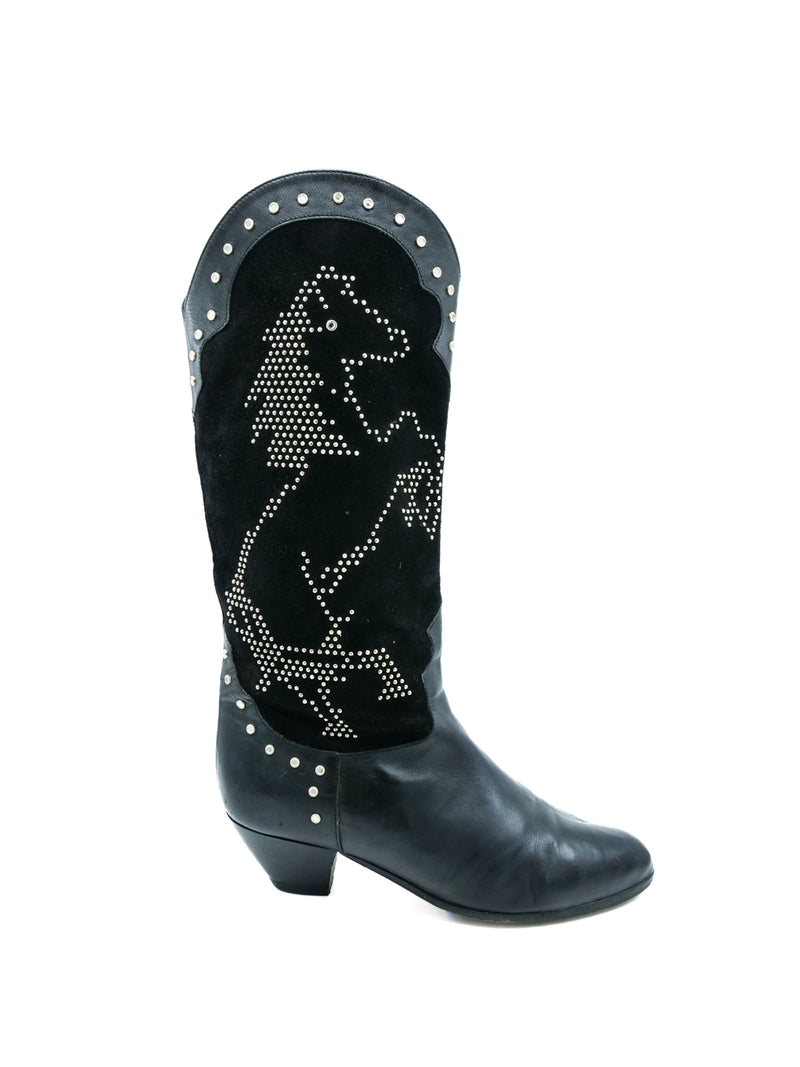 Studded Leather Western Boots, 8 Accessory arcadeshops.com