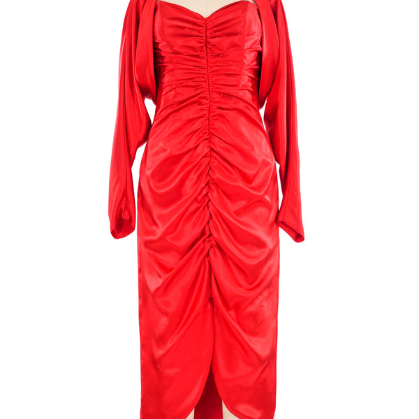 Satin bustier midi dress in red - Dolce Gabbana