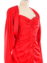 Travilla Red Satin Bustier Dress Ensemble Dress arcadeshops.com