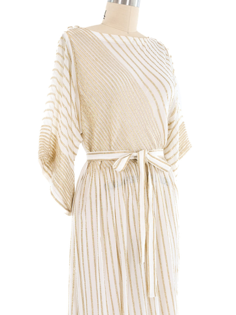 Albert Nipon Metallic Striped Maxi Dress Dress arcadeshops.com