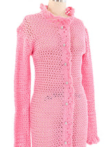Pink Crochet Button Front Maxi Dress Dress arcadeshops.com