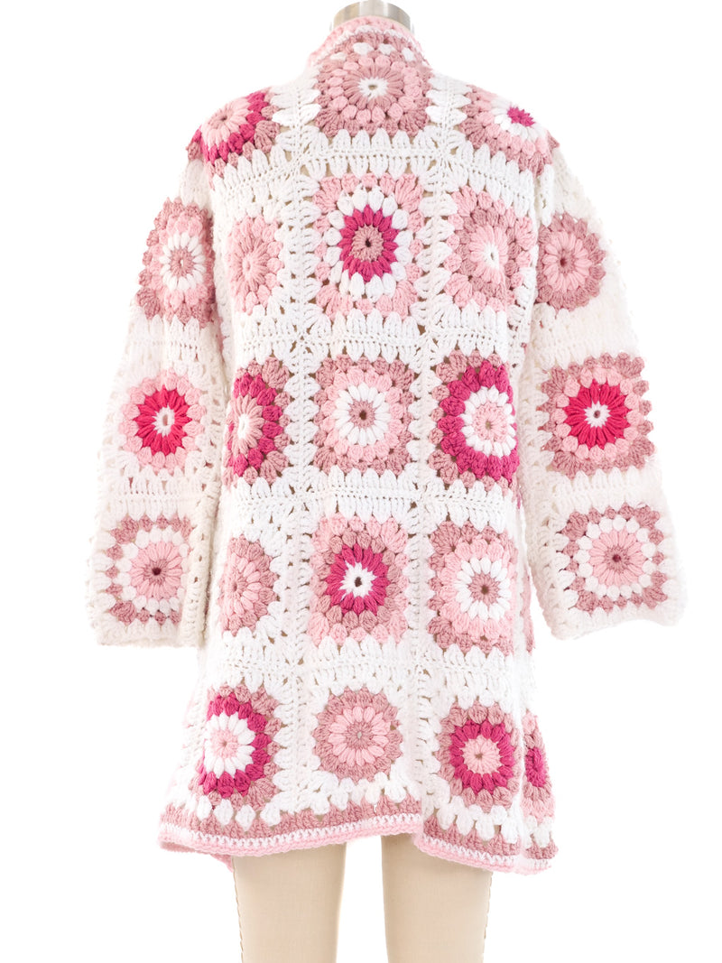 Pink Granny Square Crochet Jacket Jacket arcadeshops.com