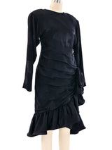 Floral Silk Jacquard Ruffle Dress Dress arcadeshops.com