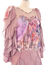 Purple Chiffon Bead and Sequin Accented Layered Dress Dress arcadeshops.com