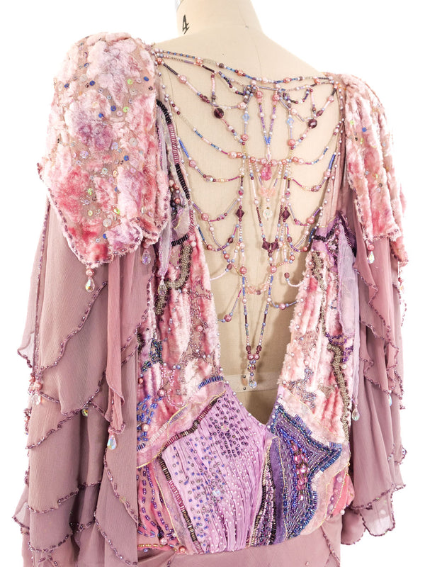 Purple Chiffon Bead and Sequin Accented Layered Dress Dress arcadeshops.com