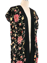Floral Embroidered Silk Duster Jacket arcadeshops.com