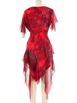 Zandra Rhodes Hand Painted Floral Ruffle Dress Dress arcadeshops.com