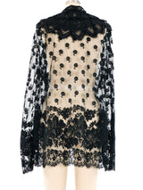 Sequin Accented Sheer Lace Blouse Top arcadeshops.com